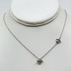 sterling silver cubic zirconia crown charm pendant necklace - GM526